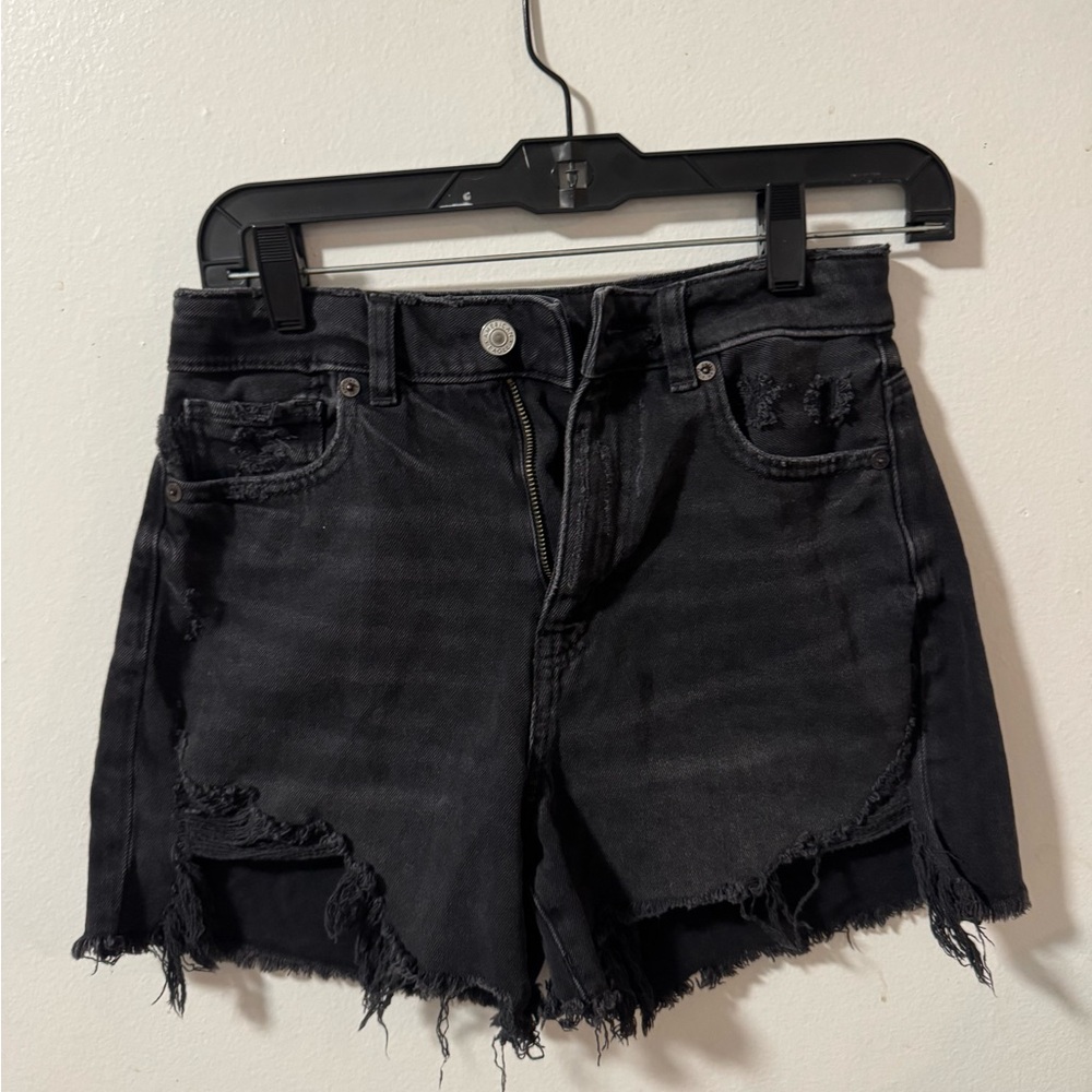 American Eagle Outfitters Black Distressed Jean Shorts